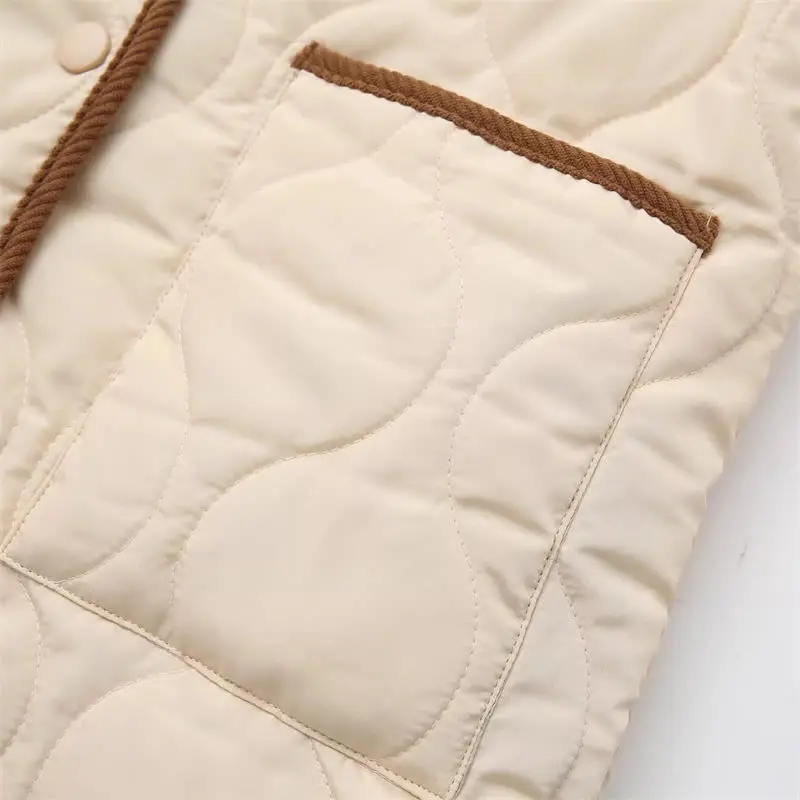 Cotton Jacket Winter Korean Version Warm Top Contrasting Corduroy Patchwork Oversized Quilted Coat Short Outerwear Z4074