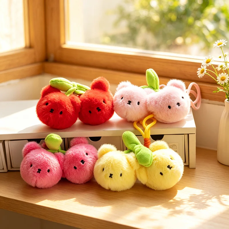 16cm Cute Creative Cherry Bear Plush Doll Sweet Fruit Pendant Keychain Backpack Fashion Item Decor Friend Gift