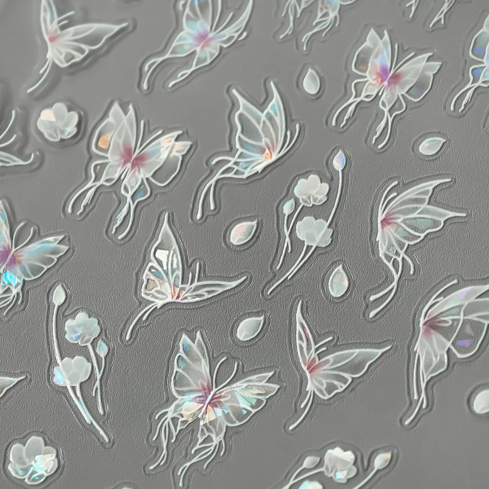 

IG Fashion Trend Rainbow Glossy Butterfly Nail Stickers Designs 3D Nail Art Sticker for Home Daily Use Nail Art DIY