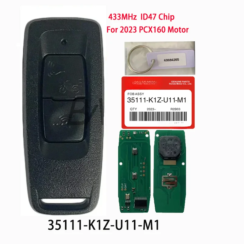 Aftermarket Key For 2023 year Honda PCX PCX160 Motorcycle Remote Key 2 Button 433.92MHz 47 Chip FCCID 35111-K1Z-U11-M1