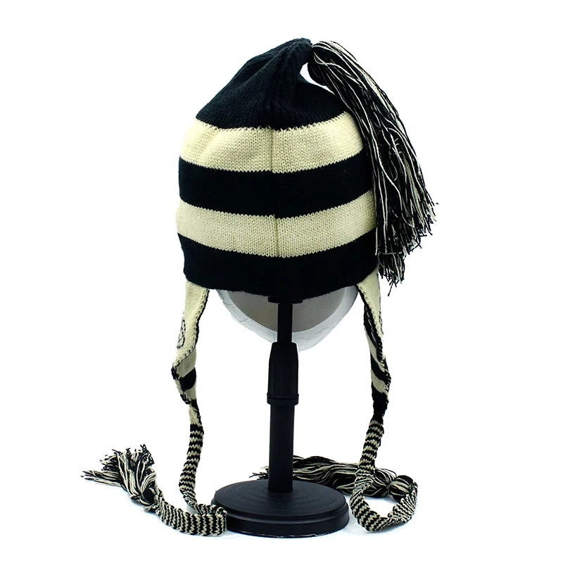 Nana Anime Shinichi Okazaki Caps Ladie Winter Hand Knitted Bomber Hat Cosplay Street Ear Protection Warm Wool Tassel Russian Hat
