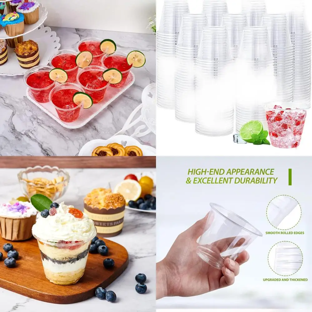 

9 oz Clear Plastic Cups, 1000 Pack, Disposable Crystal Clear Cups for Parties and Events