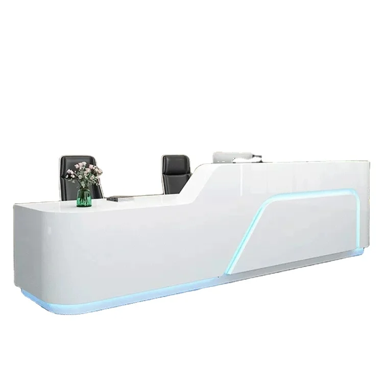 Painted front desk reception desk company front desk beauty salon counter white cash register simple modern curved bar counter