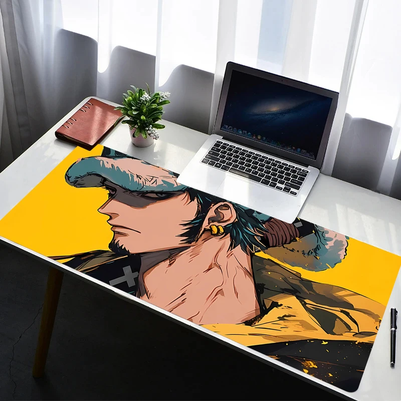 Mouse pad de borracha para laptop, tapete de mesa estendido para computador gamer, peça única, trafalgar law, mousepad, pc, acessórios para jogos, teclado