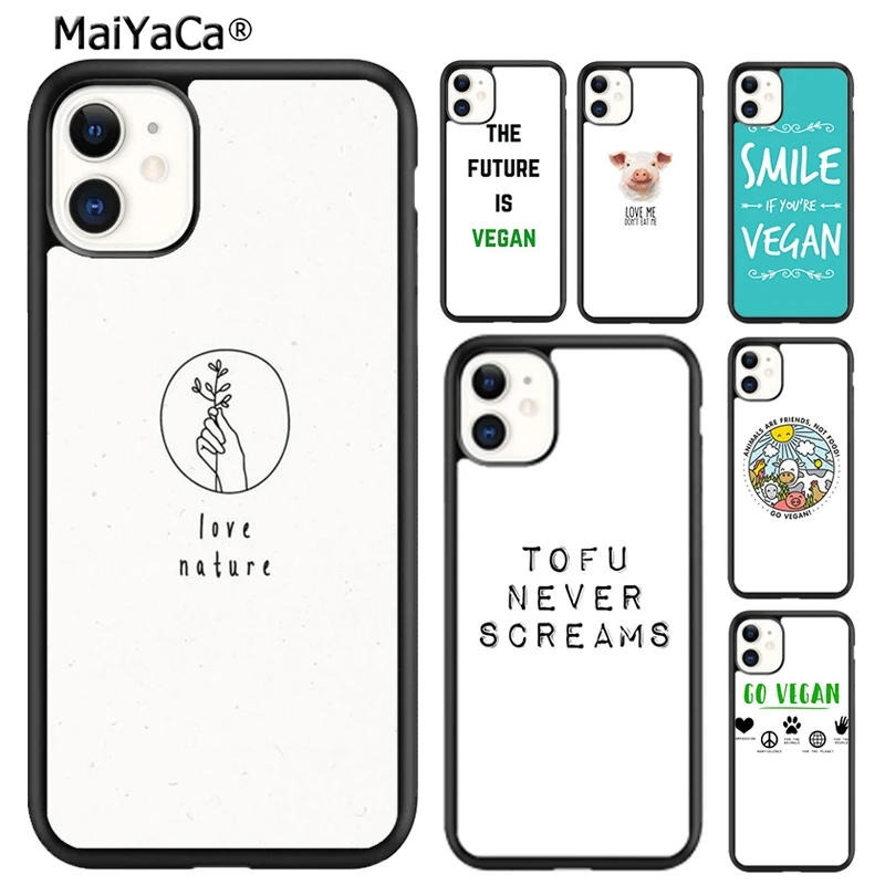 MaiYaCa Vegan Food Vegetarians VEGGIE Quotes Phone Case For iPhone 16 15 SE2020 6 7 8 plus 11 12 mini 13 14 pro max  coque