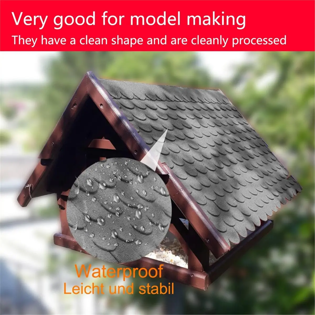 AA83 Roofing Felt Shingles Roof Felt for Bird House Roofing Felt Self-Adhesive 21 Pieces Mini Roof Shingles for Nesting Box