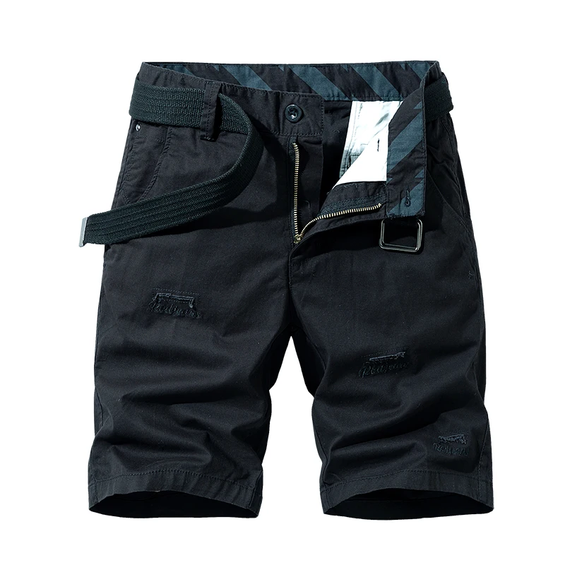 Summer New Multi-Color Workwear Shorts Men's American Belt Mid-Length Pants Loose Straight Cotton Casual All-Match Cropped Pants