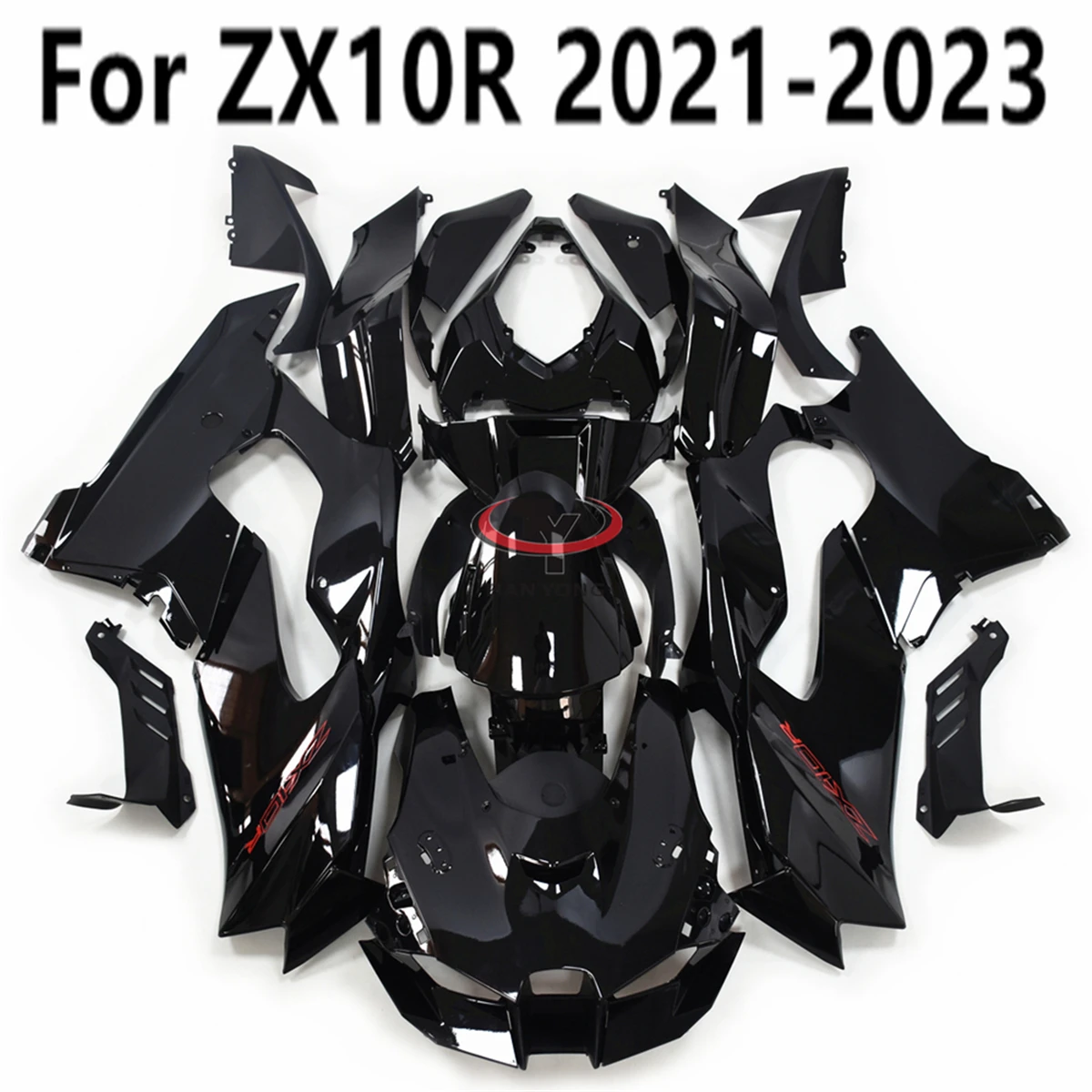 For ZX10RR ZX10R ZX 10R 2021-2022-2023 Bright black with red letters Motorcycle Full Fairing Kit Bodywork Cowling Injection