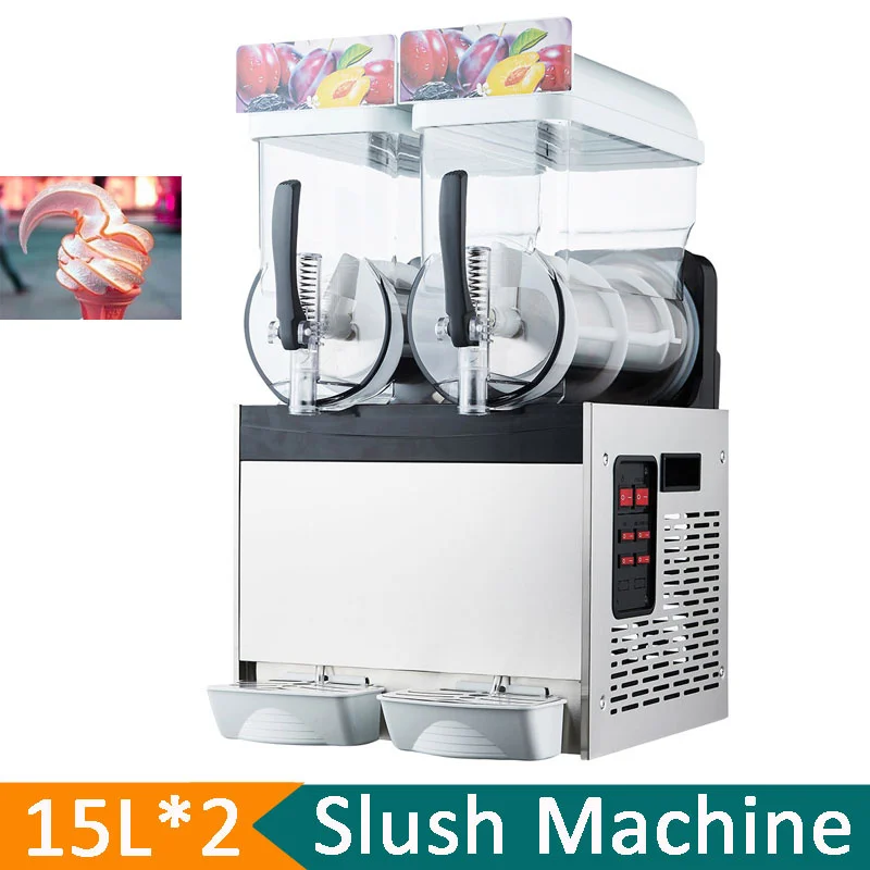 15L*2 Commercial Frozen Drink Machine Frozen Drink Maker Slush Machine Slush Machine Beverage Margarita Granita Smoothie Machine