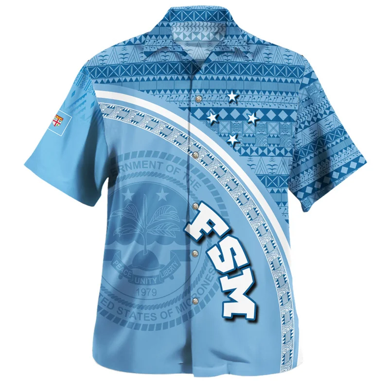 

Summer Harajuku 3D Federated States Of Micronesia Flag Tribal Printing Shirts FSM Coat Of Arm Emblem Printing Short Shirts Tops