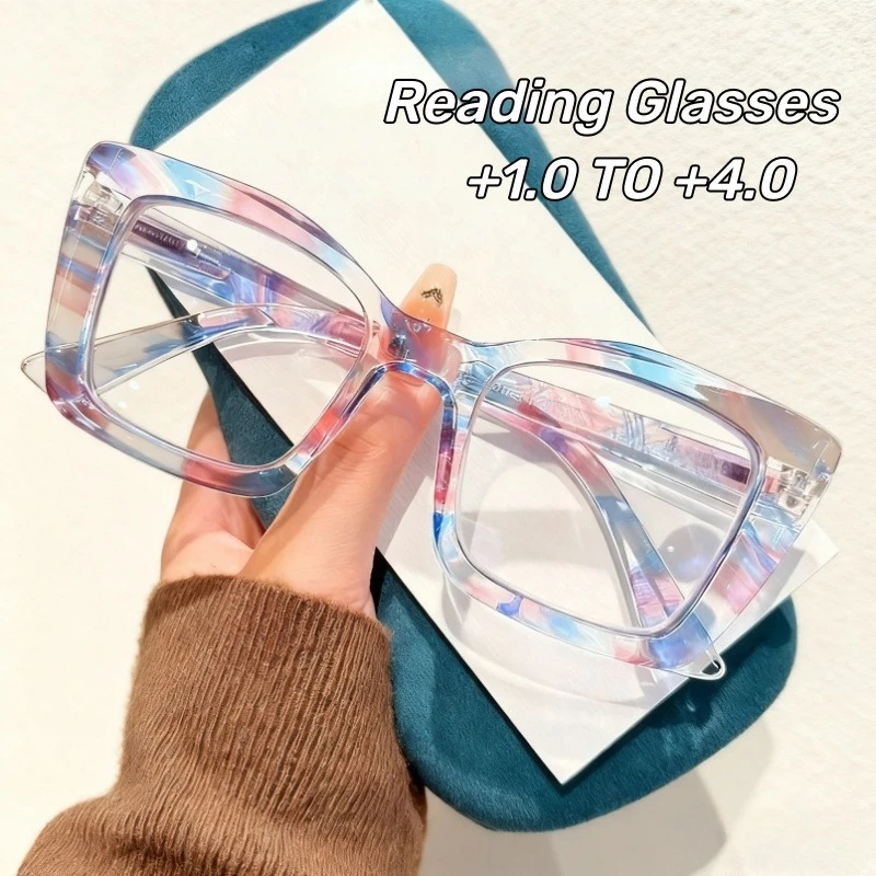 

New Premium-Style Printed Reading Glasses for Seniors Trendy Clear Frames with Blue Light Protection Presbyopia Glasses