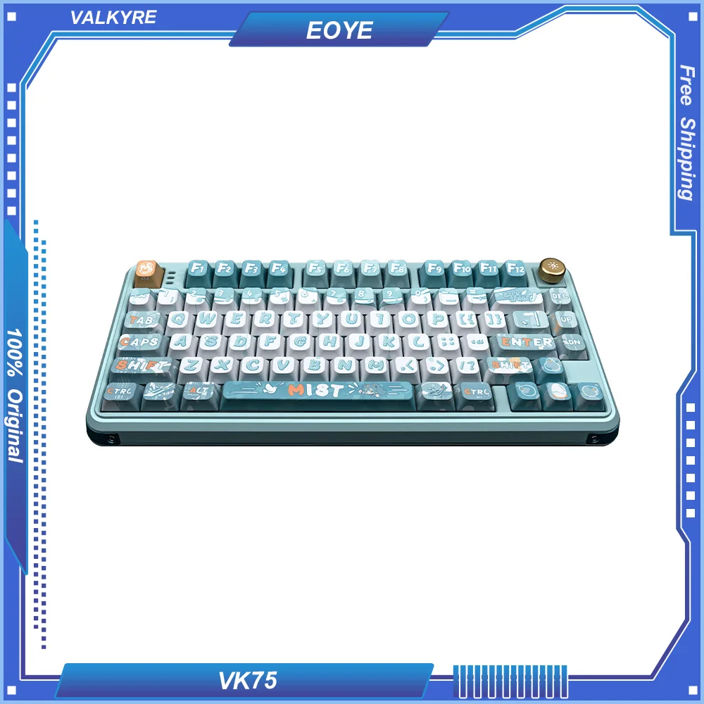 

VALKYRE VK75 Customized Mechanical Keyboard 75% Layout Wireless 3-Mode Bluetooth/2.4G/Wired Gasket Hot Swap with Knob IP Design