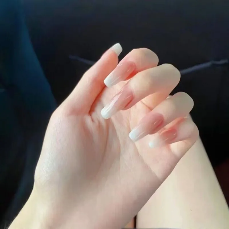 10pcs Fake Nails Nude Gradient Set of False Nails with Glue Aesthetic Holiday Press on Nails for Women Prosthetic Nail Set 2026