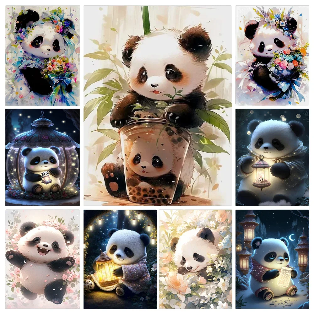 

Cute Panda Diamond Painting Chinese National Treasure Rhinestone Mosaic Cross Stitch Kits Cartoon Animal Embroidery Home Decor