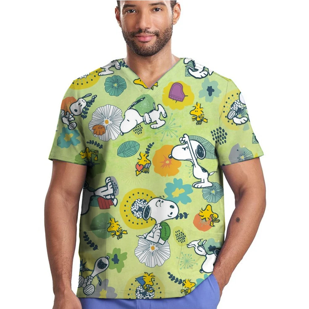 Snoopy print Operating Room Medical Uniform Scrubs Hospital Working Scrubs Set Medical Supplies Nurse Dental Surgery Suit Workwe