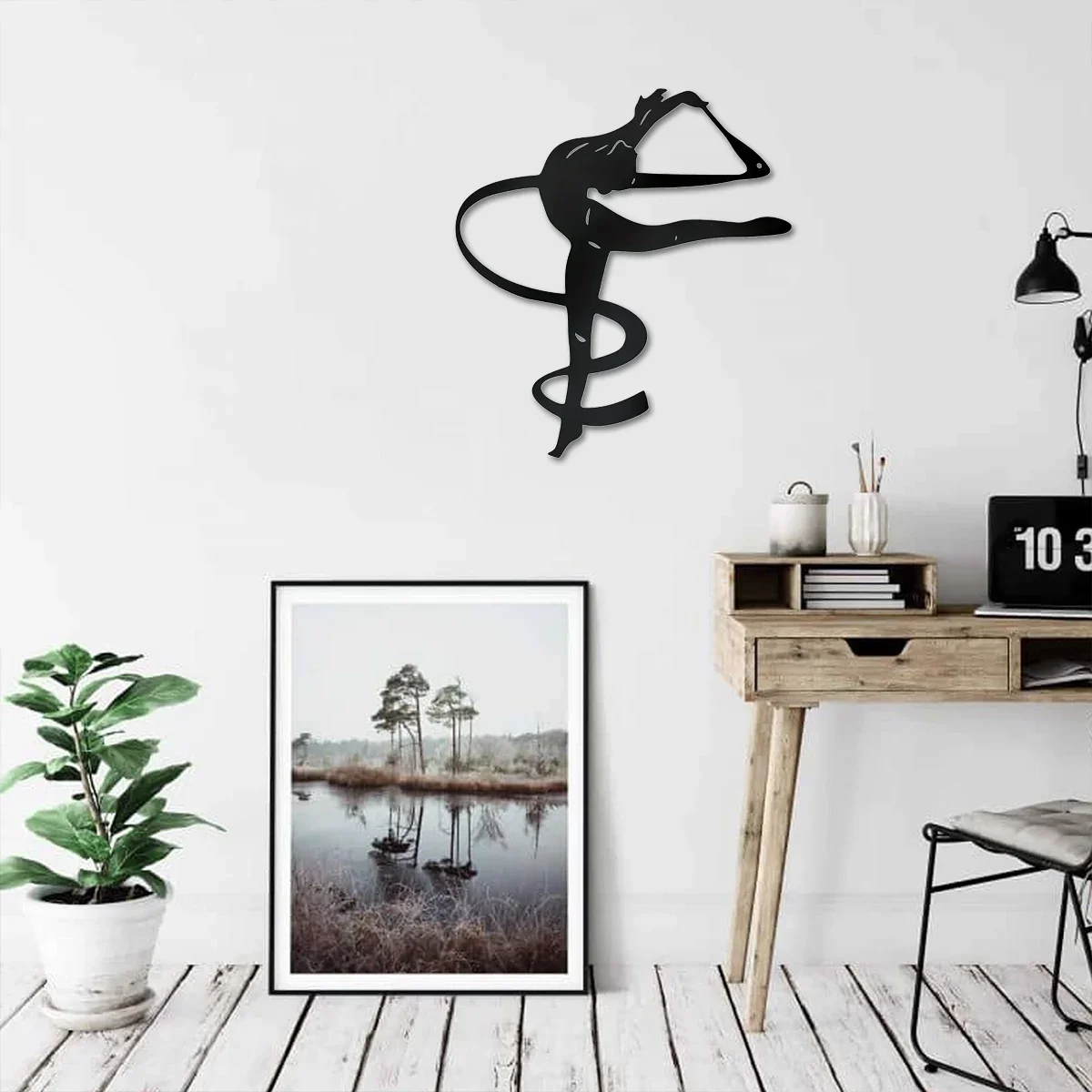 CIFBUY Deco  Gymnastics Metal Wall Art Decoration Black Wall Hanging Home Decoration Contour Art Home Bedroom Wall Decoration