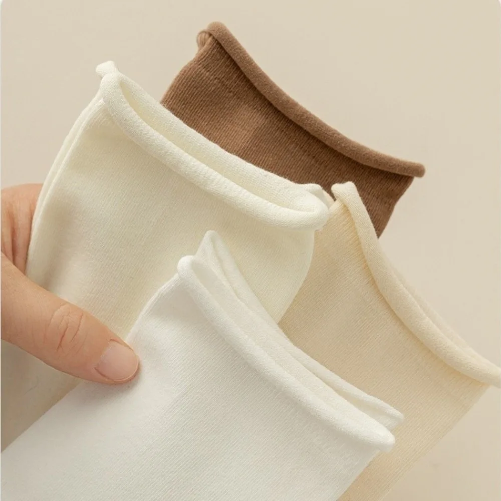 No Bone Mid Tube Socks Seamless Solid Color Roll Top Slouch Socks Soft Breathable Versatile Casual Stack Socks For Women