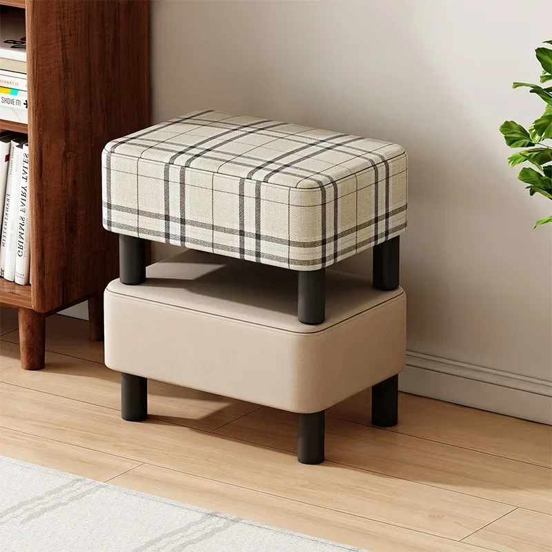 

Office Small Foot Stool Rectangle Leather Modern Footrest Non Skid Wood Legs Step Balcony Living Room Sitzbank Household Items