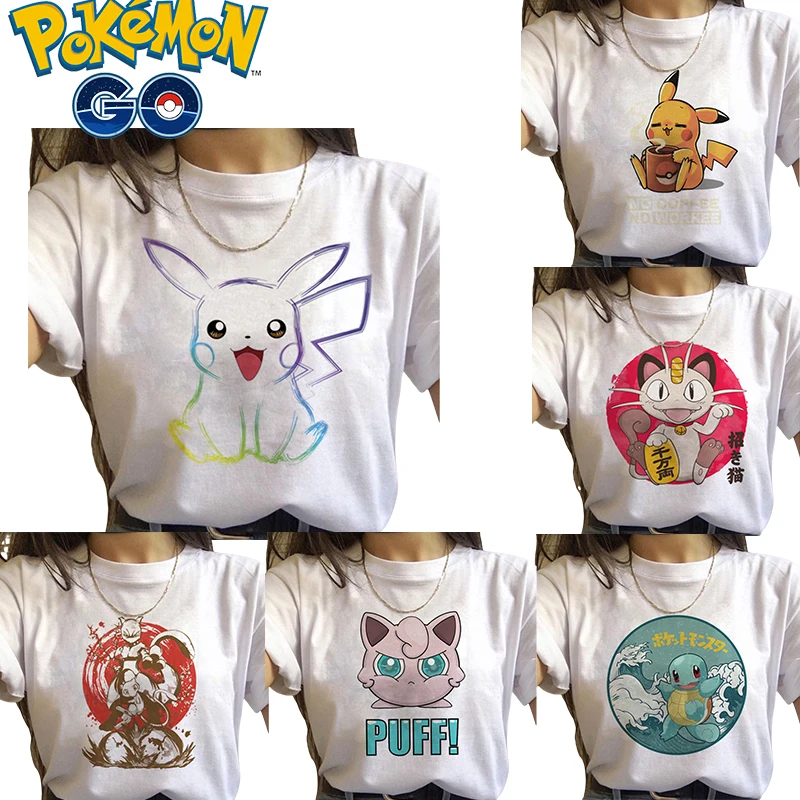 Pokemon Loose T-shirt Pikachu Squirtle Classic Anime Plus Size Sports Short-sleeved Men and Women Summer Comfortable Trend Tops