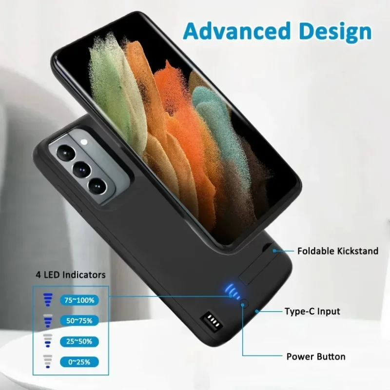 10000mAh Portable Charging Case for Samsung Galaxy S20 S21 External Battery Charger Case for Samsung Galaxy S21 Plus Power Bank