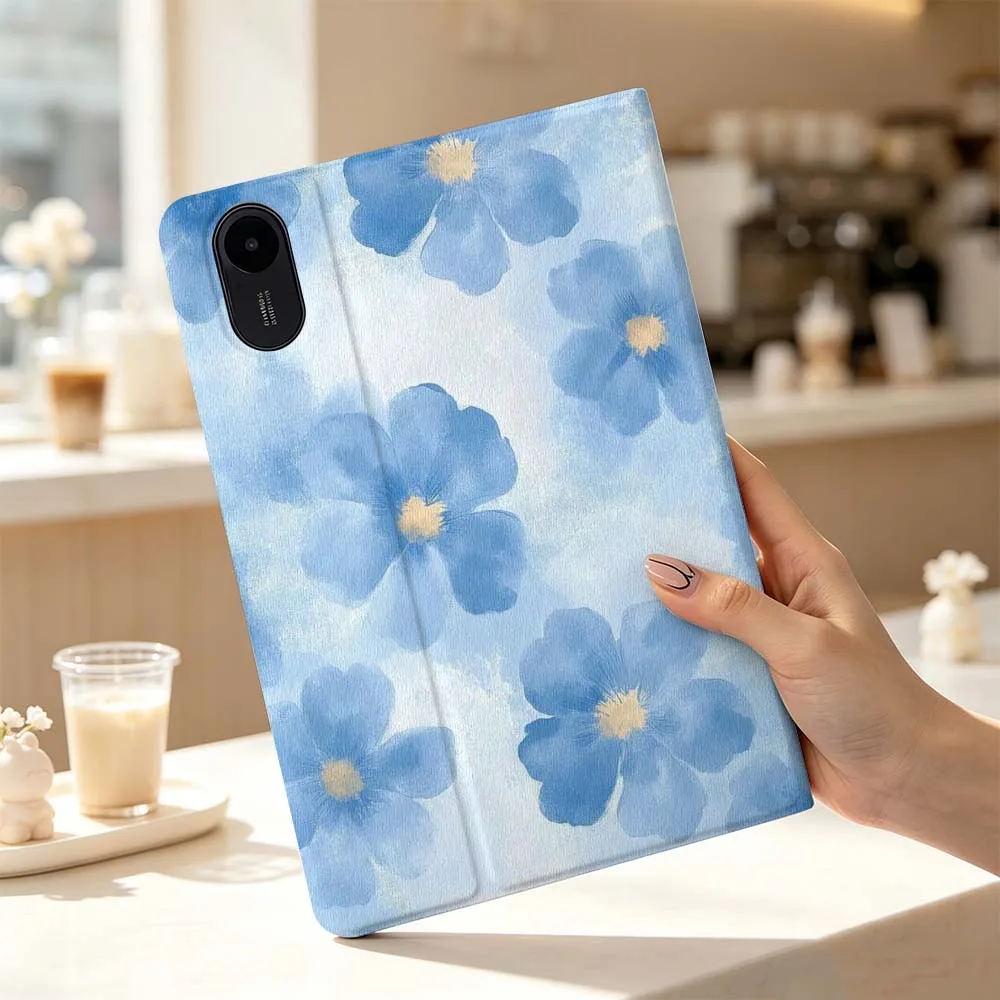 Blue Watercolor Flowers For Xiaomi Poco Redmi Pad 8 2 4 5 6 6S 7 7S SE Pro Max 14 11 8.7 11.2 12.5 Inch Tablet Case Fashion
