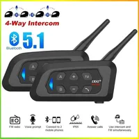 EJEAS V4 Plus Bluetooth 5.1 Motorcycle Helmet Intercom Headset with 1500M BT Interphone Communicator for 4 Riders Waterproof