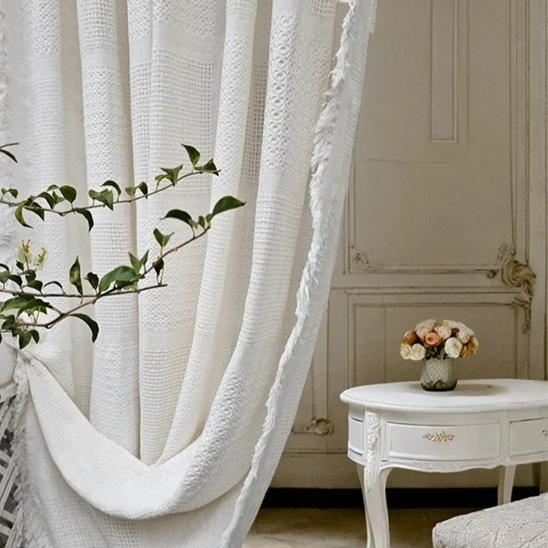 

Japanese Linen Curtains White Cotton Linen Semi-shading Curtains For Living Room Bedroom Dining Custom Size Decoration Drapes