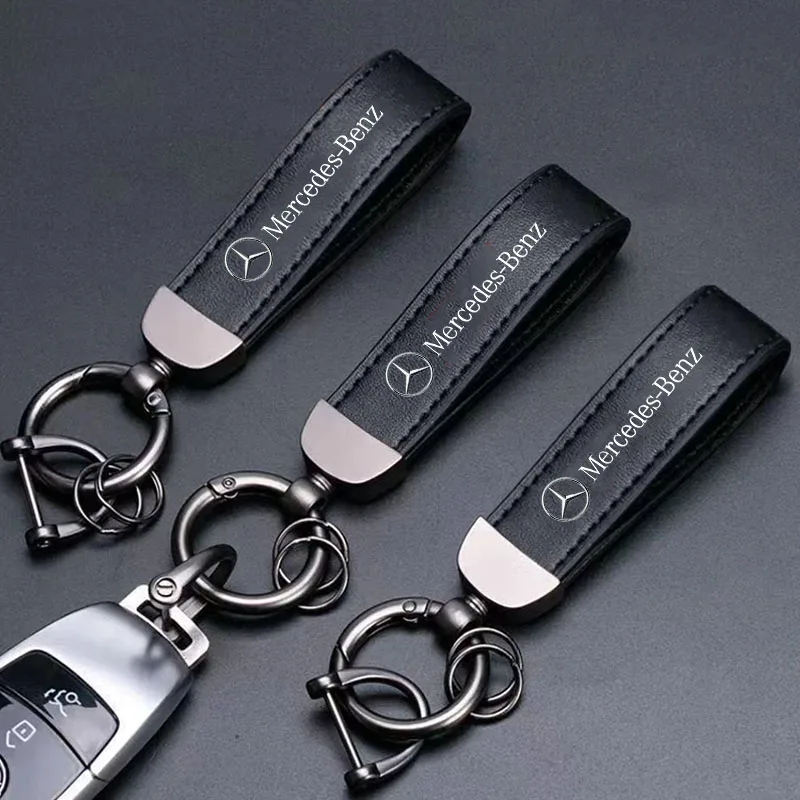 Car Keychain Man Leather Keyring Remote Key Accessories For Mercedes Benz AMG E S C A B Class GLE GLS CLS GLC CLA GLA GLK GLB ML