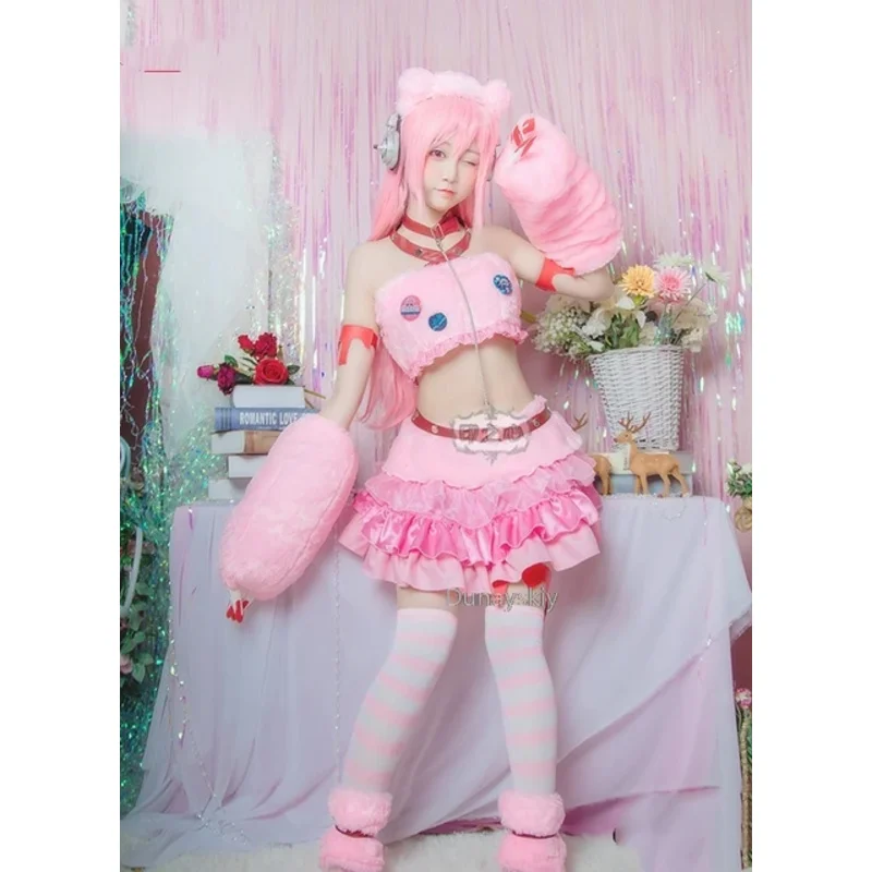 AAA 2025 SUPER SONICO GRG Racing Queen Genus Gloomy Bear Cosplay Costume socks Pink Suit with Wig