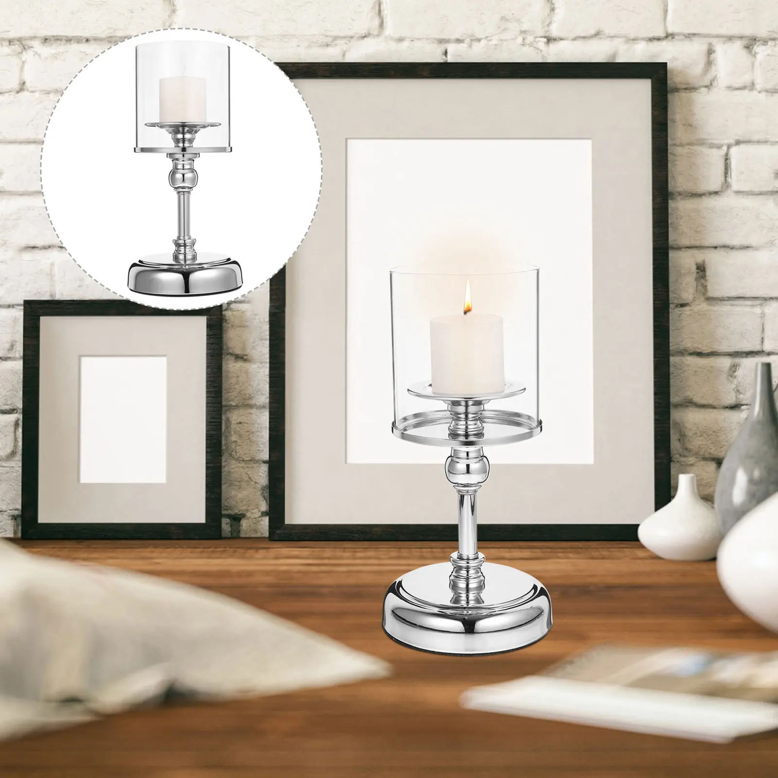 

Vintage Home Decor Windproof Holder Tea Light Stand Holders Candlestick Tealight Silver Tabletop Arrangement Decorative