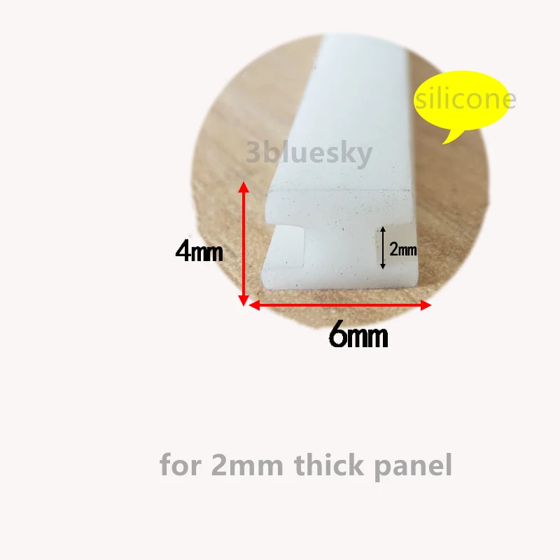 Silicone Rubber H Shape Sealing Strip Edge Banding Encloser Shield for Frameless Glass Metal 2mm Thick Panel Board