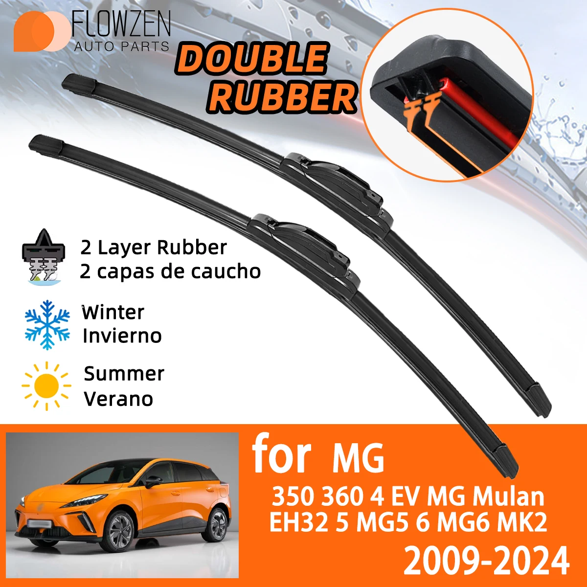 Car Wiper Blades for MG 350 360 4 EV Mulan EH32 5 MG5 6 MG6 MK2 Rubber Windscreen Wipers Winter Summer Wear Accessories