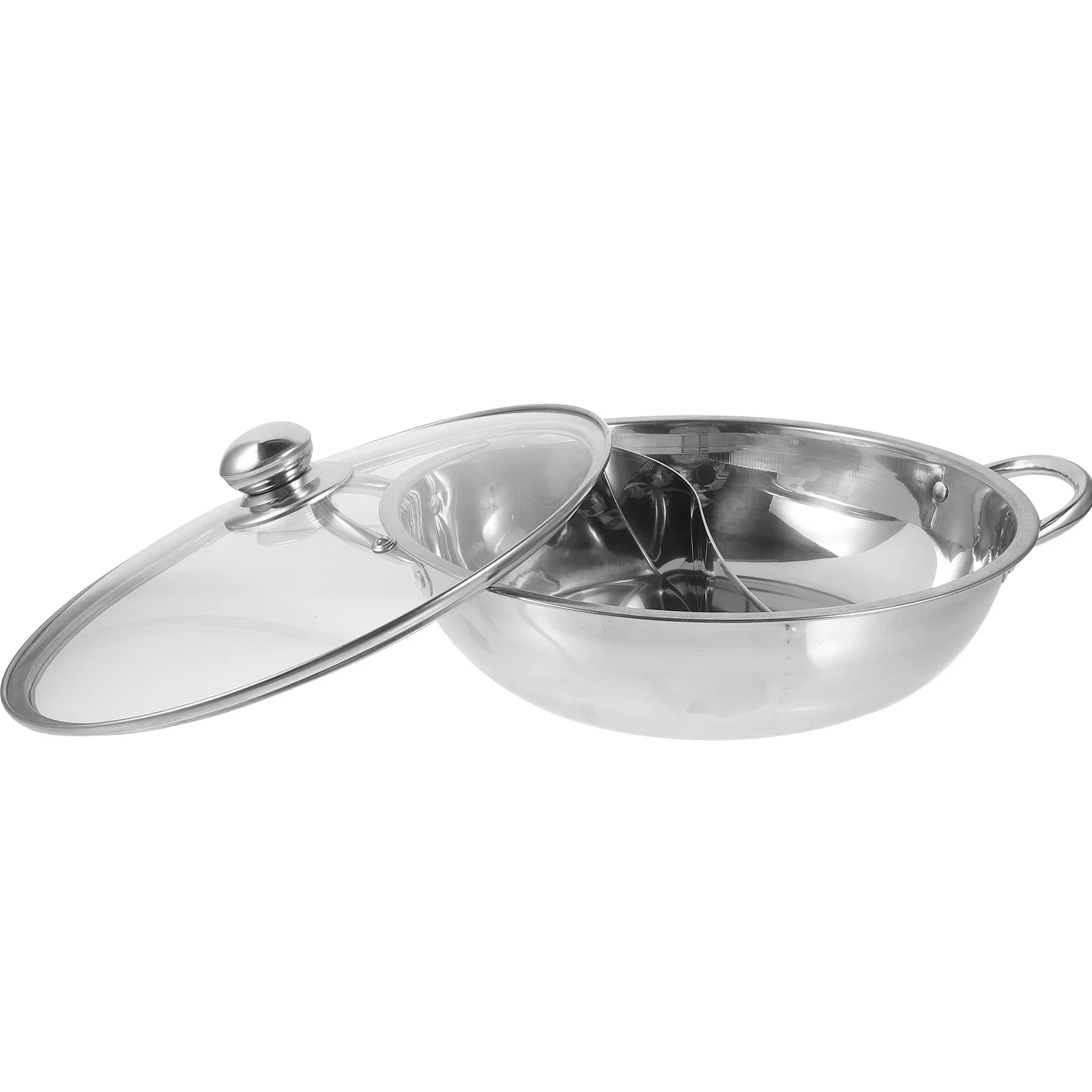 

Stainless Steel Hot Pot Double Flavor Household Kitchen Shabu Stock Pot Divider Pan Divider Pan Kitchenware