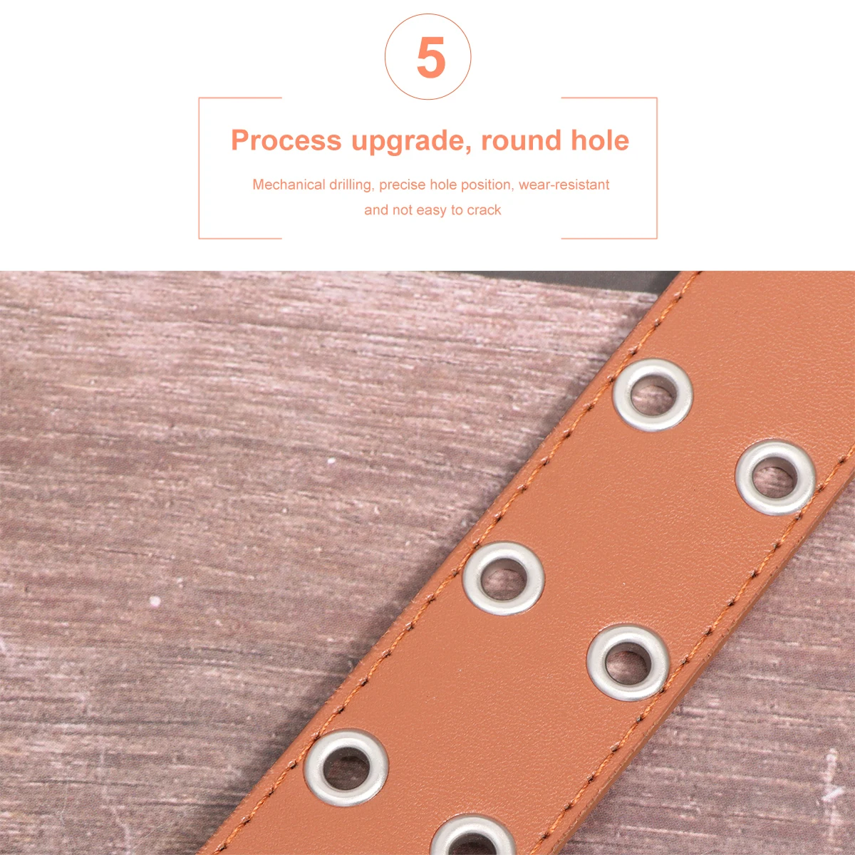 

Belt for Men Women Double Row Holes Dress Brown Goth Corset Durable PU Iron Material Punk Style Daily Work Dating