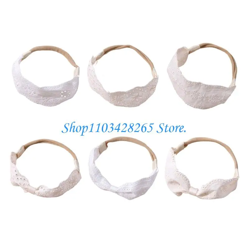 

Элегантная белая кружевная детская повязка на голову с вышивкой ручной работы из мягкой дышащей ткани G2TE