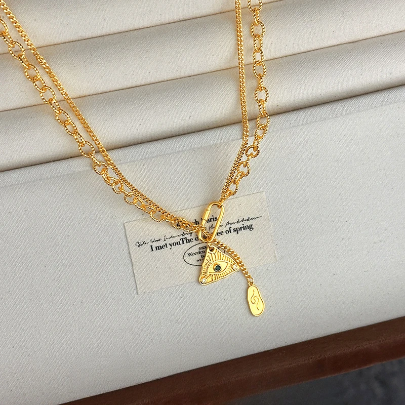 Luxury 100% Real 24K Gold AU9999 Spliced Layered Chain Necklace, Unique Designer Choker, Bestie Gift For Women