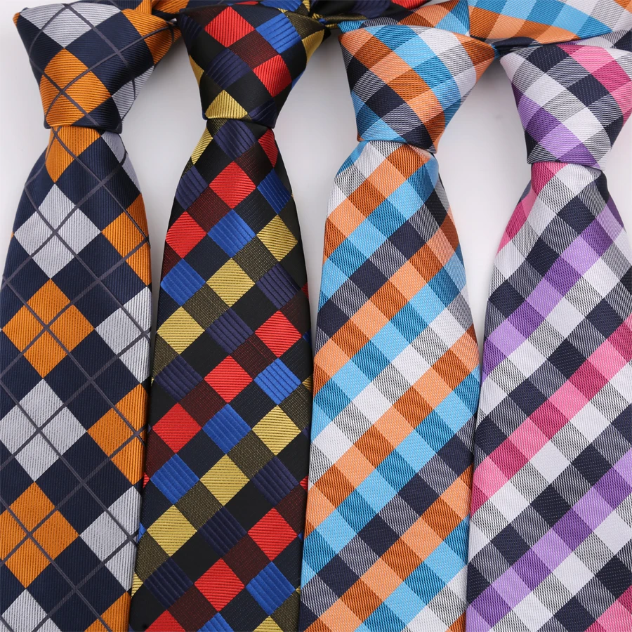 Mode 8CM Herren Krawatte Plaid Karos Streifen Krawatten Für Mann Jacquard Woven Ascot Business Party Zubehör
