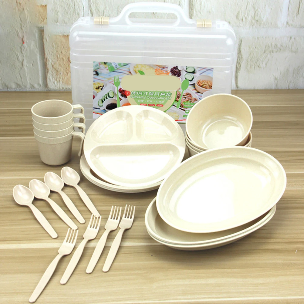 

Portable Set Tableware Camping Dish Camping Picnic Dish Plate Material Safe Kids Adults Picnic Outdoor Lightweight