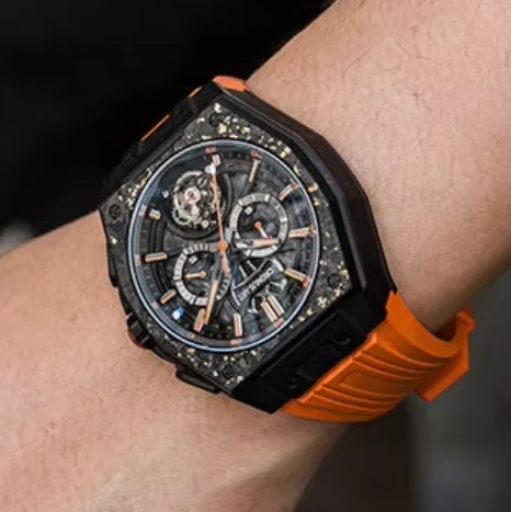 CRONUSART Men Tourbillon Watch 44mm Tonneau Automatic Mechanical Wristwatch Titanium Case Luminous Sapphire Waterproof FKM Strap