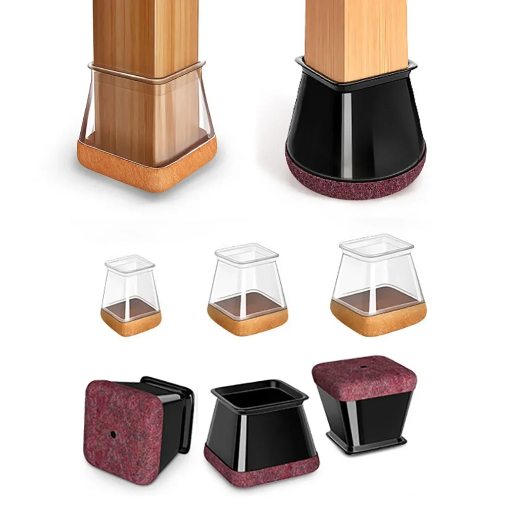 2-100Pcs Silicone Chair Leg Floor Protectors with Felt Pad, Anti-Scratch Noise Reduction Covers for Hardwood Floors