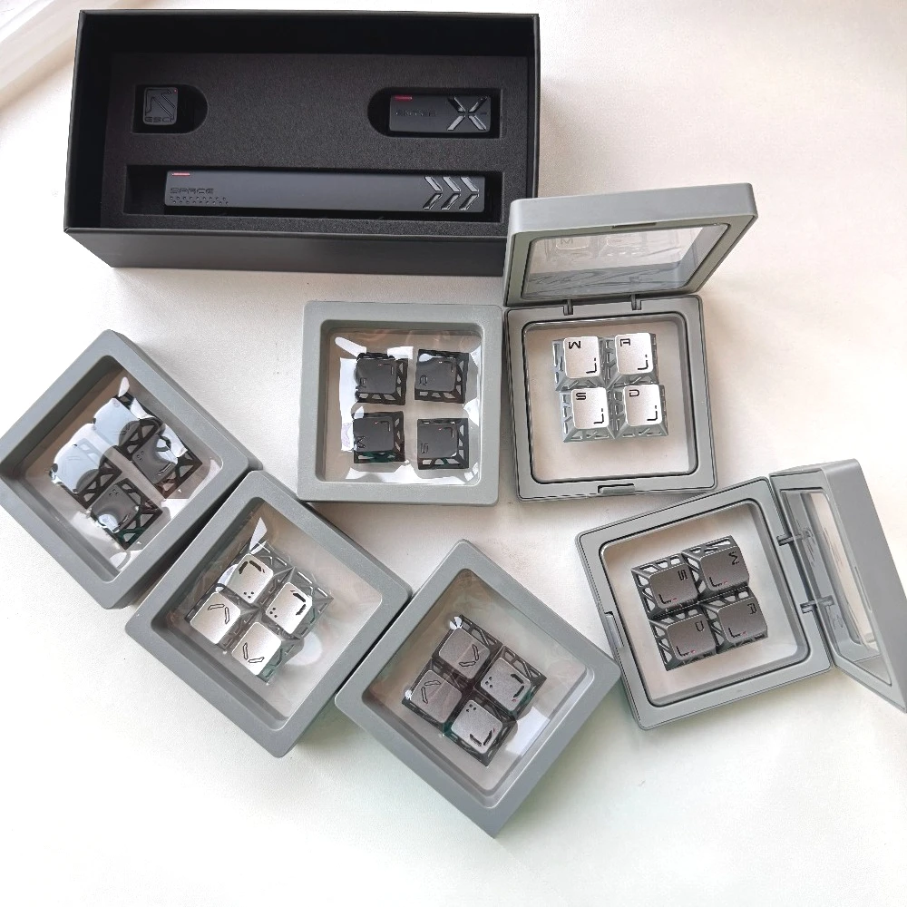 Aluminum Alloy Keycap Custom Spacebar WASD Direction Metal Keycaps CNC Hollow Silver Gery Red Mechanical Keyboard Caps Game Gift