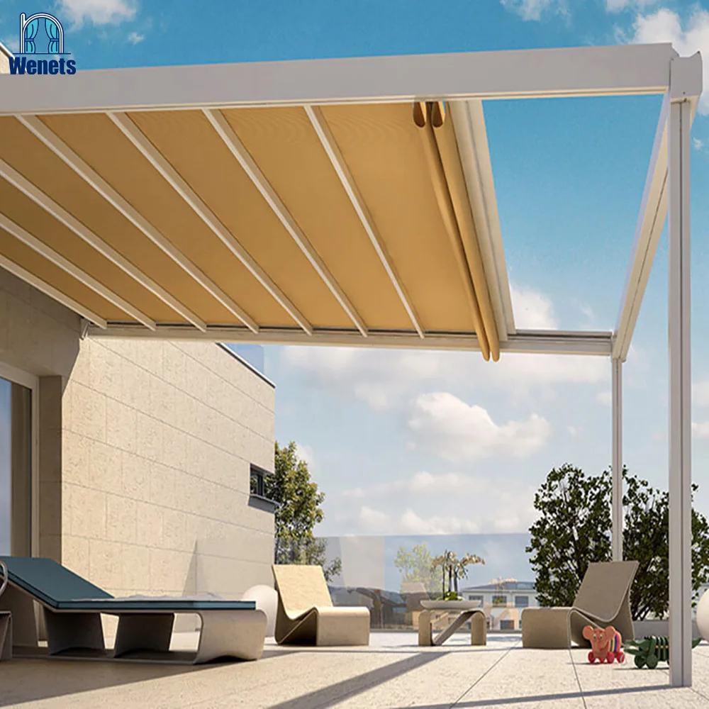 Waterproof Bioclimatic Patio Canopy Awning Motorized and Manual Folding Retractable Roof Sunshade for Garden Terrace Shelter
