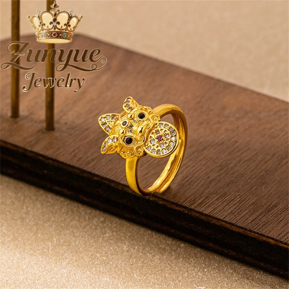 

High-End Sand Gold PI Xiu Copper Money Ring Luxury Quality Jewelry Best Selling Fashion Jewelry Exquisite Charms Elegant Popular