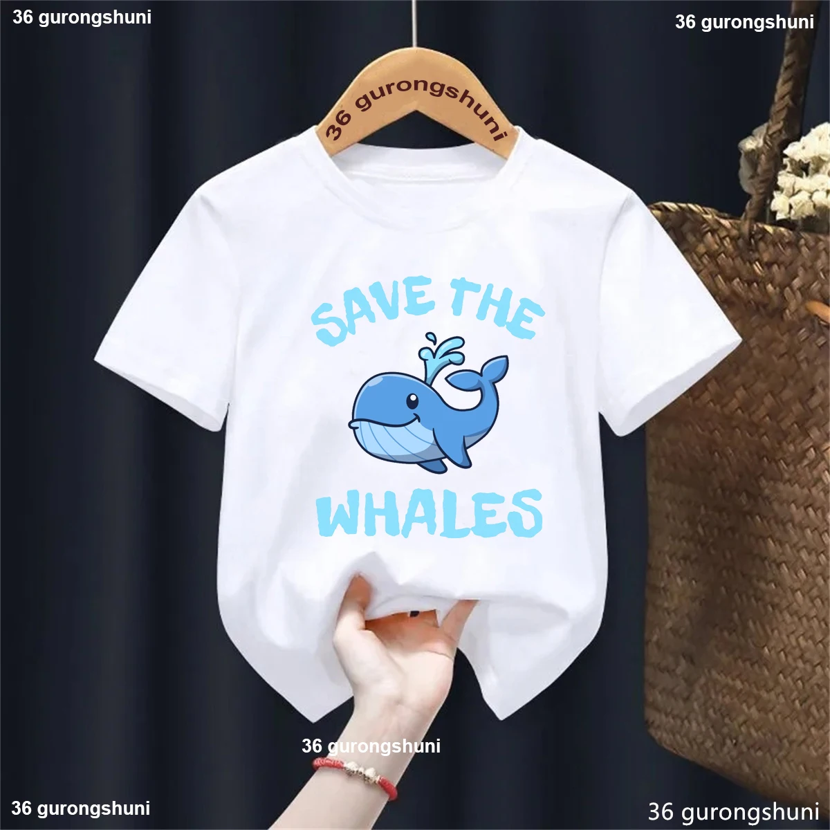 

Cute Dolphin Printed T Shirt Girls/Boys Kawaii Kids Clothes Save The Dolphins Summer Short Sleeve Tshirt Fashion Solid T-Shirt