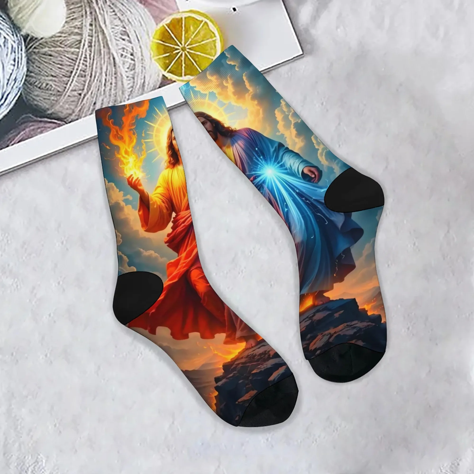 Holy Christ Jesus Art Men's Socks Retro Fashion Comfortable Warm Casual Socks Novelty Funny Happy Compression Socks Party Gift