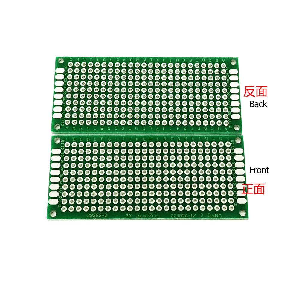 5 szt. Uniwersalna płytka prototypowa 3x7 FR-4 z włókna szklanego, dwustronna, do samodzielnego montażu, zestaw do prototypowania obwodów elektronicznych, płytka PCB