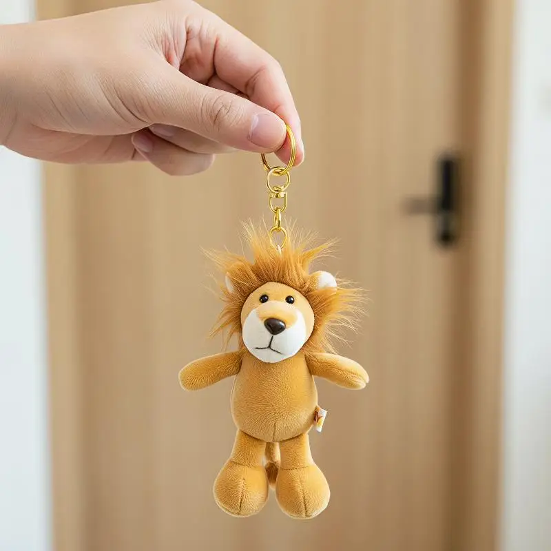 Cartoon Animal Plush Keychain 15cm Soft Stuffed Toy Pendant for Bags & Keys Elephant, Tiger, Lion, Cat, Penguin, Monkey
