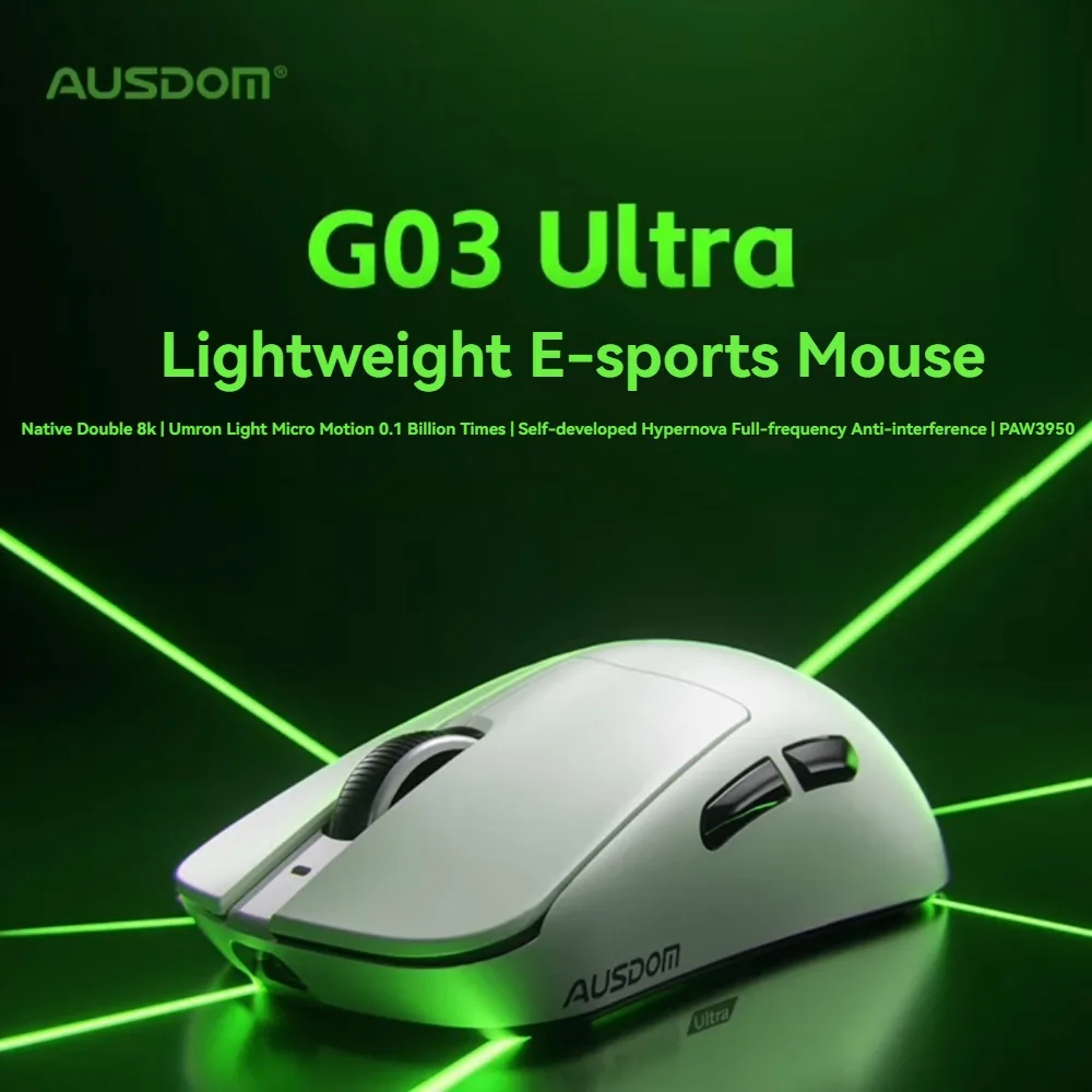 

AUSDOM G03Pro/Ultra игровая мышь 2,4 г, двойная, 8 КБ, частота возврата, 42000 точек на дюйм, PAW3950, 59 г, легкая, эргономичная, FPS-мышь на заказ