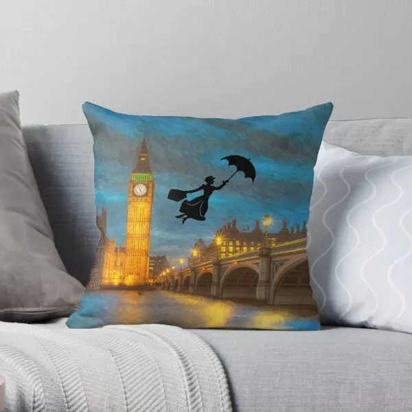 

Magical Nanny Over London Printing Throw Pillow Cover Soft Cushion Office Waist Anime Fashion Home Pillows not include One Side