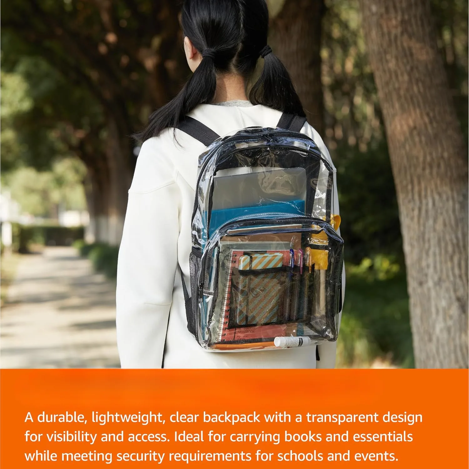 Clear PVC Backpack, Waterproof Transparent School Backpack for Students Boys & Girls，Clear Backpack for Students